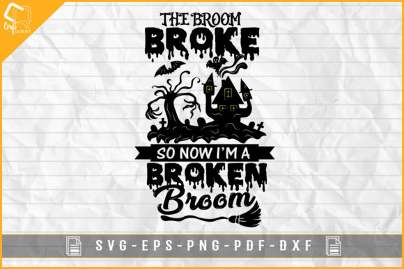 Halloween Broken Broom Witch Sublimation Graphics for Crafts