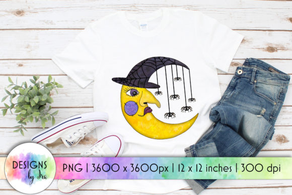 Halloween Moon Spiders Sublimation Graphics for Crafts