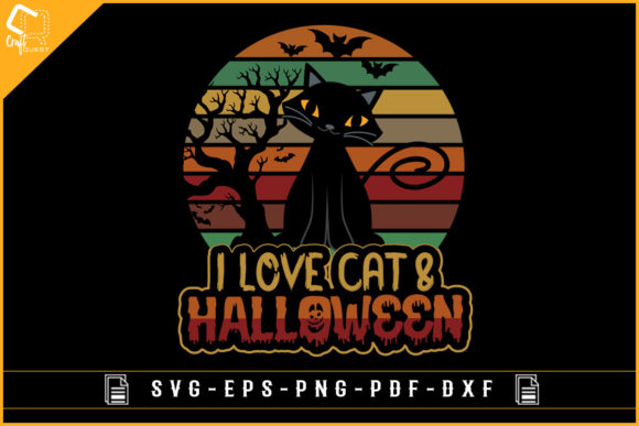 Halloween Vintage Retro Cat Lover Design for Graphics and Crafts