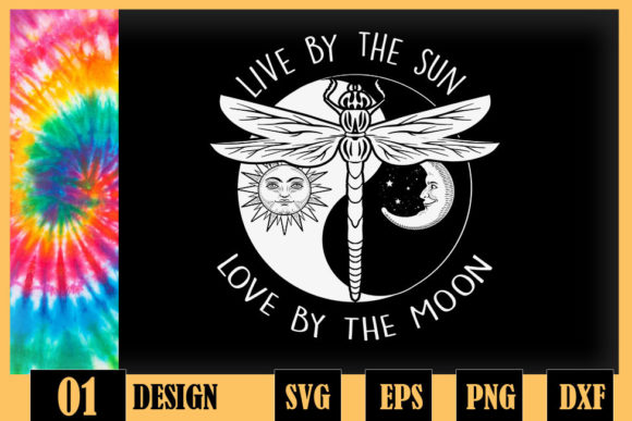 Live by the Sun Love by the Moon Hippie Graphics for Crafts